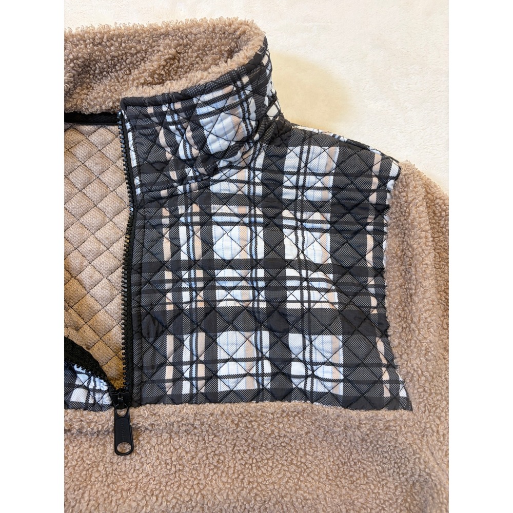 Vera Bradley Teddy Fleece Ginger Snap Plaid Quilted Pullover Women S/M Excellent